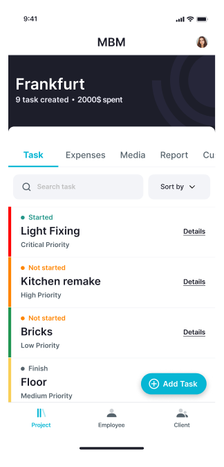 MBM App Interface